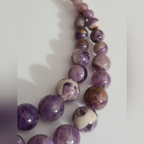 Amethyst graduated beaded necklace ARTISAN beautiful silver tone clasp 22.5" vtg - Picture 12 of 16